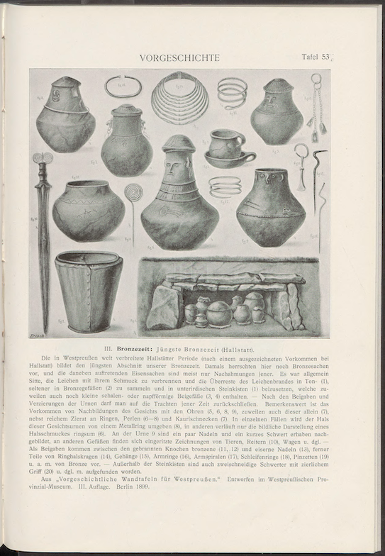 Tablica szkolna z zabytkami prehistorycznymi, w: H. Conwentz, Das Westpreussische Provinzial-Museum 1880-1905, Danzig 1905