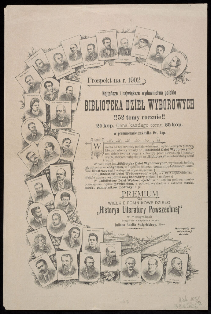 Prospekt premjum dla prenumeratorów „Biblioteki dzieł wyborowych”, 1902, Muzeum Narodowe w Warszawie