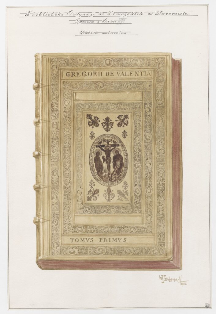 W. Sztolcman, akwarela przygotowawcza do publikacji „Kopje opraw do książek (z superekslibrisami) znajdujących się w bibliotekach warszawskich”